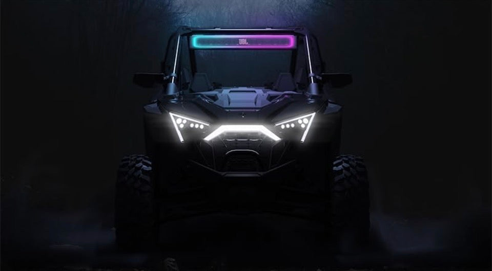 JBL RGB Rallybar 35″ Bluetooth Soundbar 300W 10-Speaker IP66 Waterproof LED Powersports Audio System